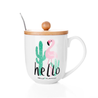 Чашка с крышкой и ложкой "Hello Flamingo"